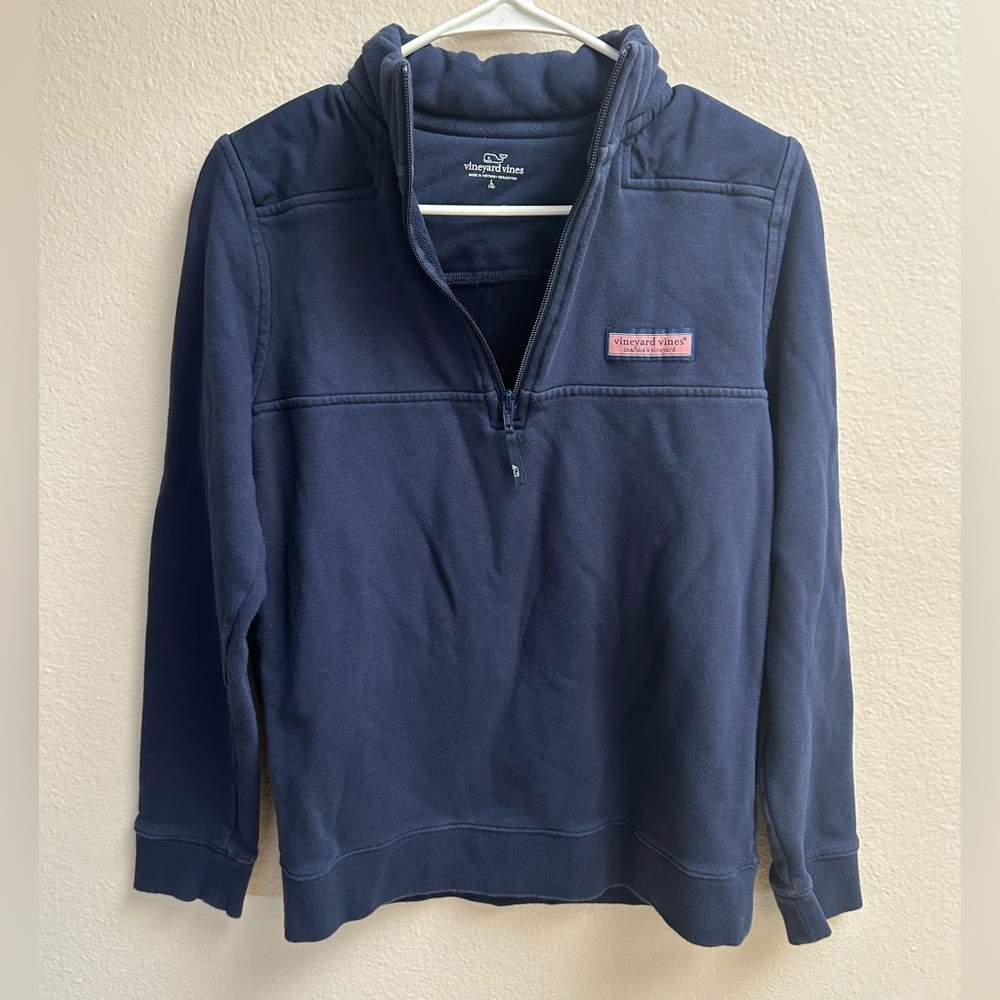 Vineyard Vines Navy Blue Kids' Shep Shirt Quarter Zip Pullover Large 16  Boys